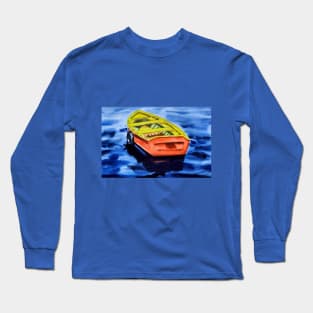 Boat on the sea watercolours illustration Long Sleeve T-Shirt